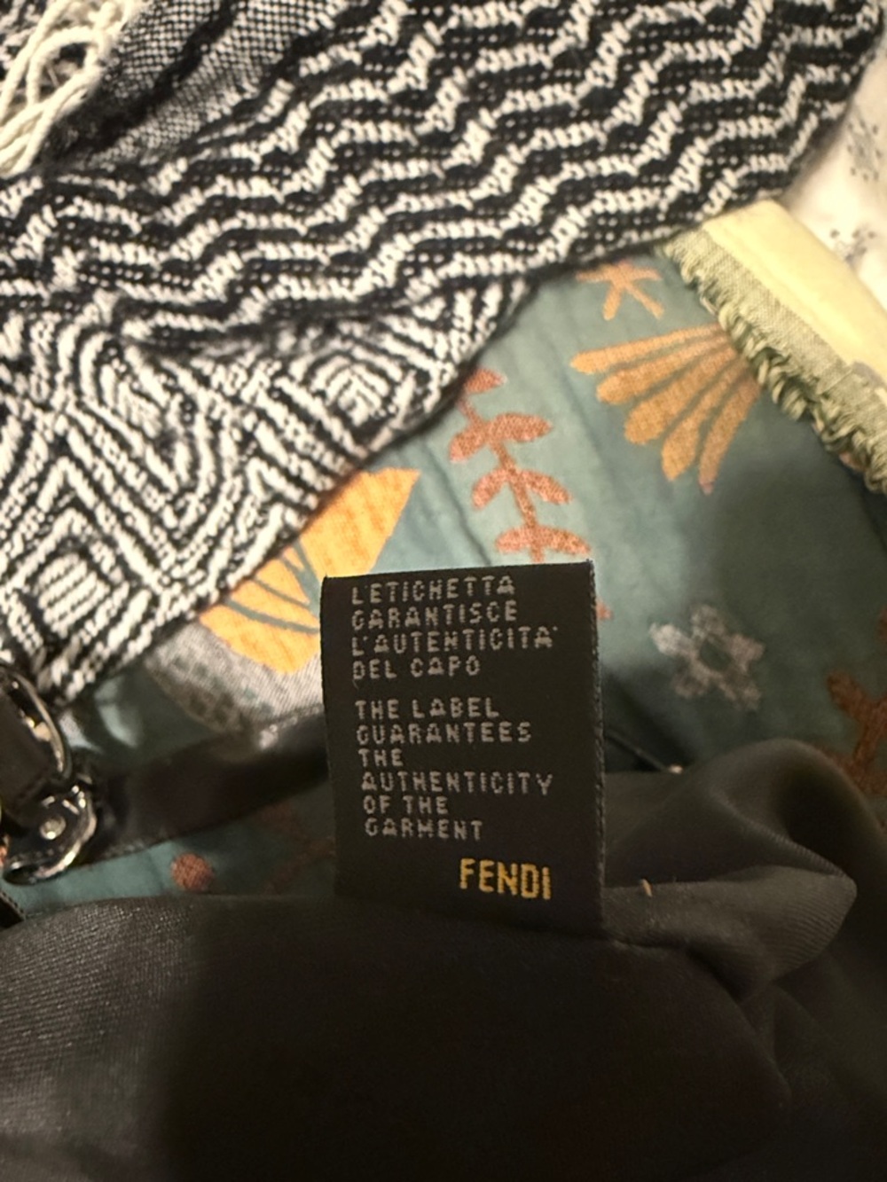 Fendi Black Zucca-Pattern Shoulder 10648BR455 LXT 059 Hobo with Chain Detail - Picture 7 of 9